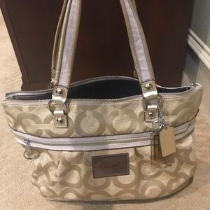 Coach Poppy Glam Canvas Tote Bag Gold